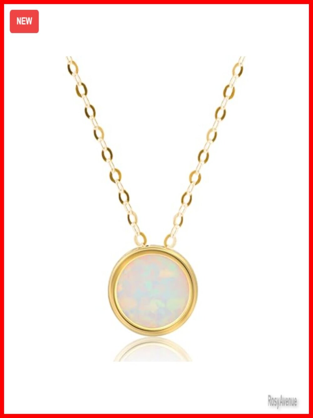 14k Gold Opal Pendant Necklace 7mm Bezel Birthstone 18" Cable Chain